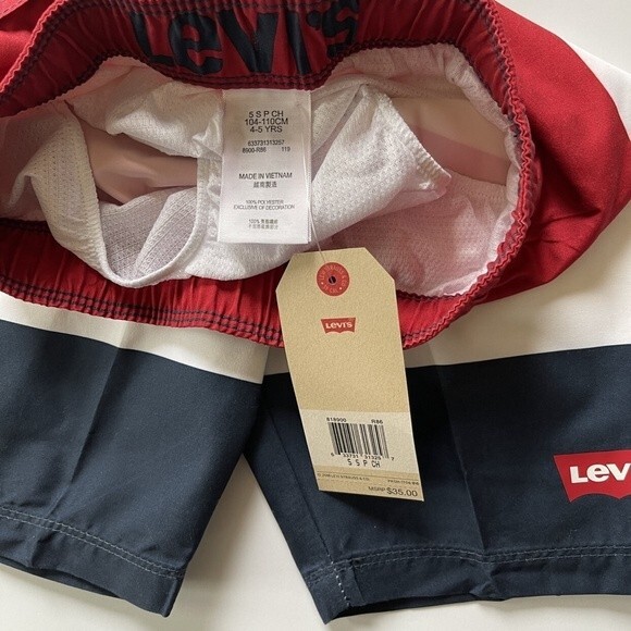 Levi's Little Boy Color Block Swim Trunks Size 5 - Picture 6 of 6